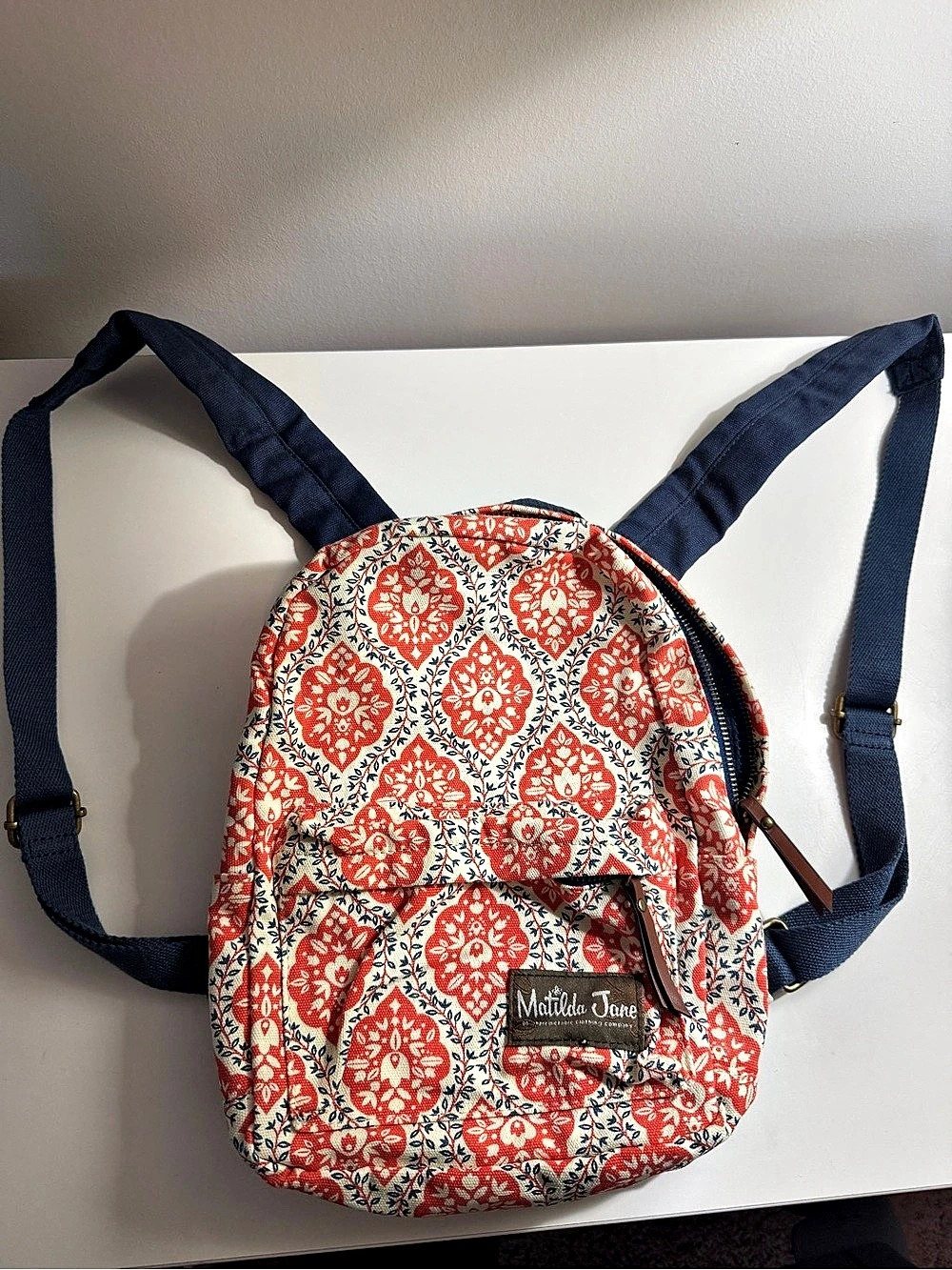 Matilda Jane Floral Print Backpack in Red & Blue